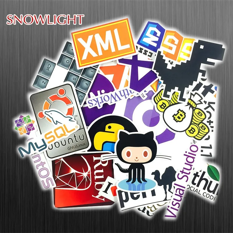 

23 Pcs/lot Java Internet JS Php Docker Bitcoin Html Cloud Programming Language APP Logo Stickers for Laptop Car DIY Stickers