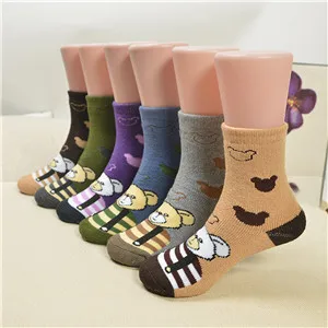 6 пар/лот, милые носки для малышей Дышащие Детские носки зимние Утепленные махровые носки детские носки с героями мультфильмов - Цвет: 7