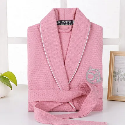 Летний модный хлопковый Халат с вафельным принтом для женщин и мужчин, кимоно, банный халат большого размера, сексуальный халат, халаты для подружек невесты - Цвет: color2