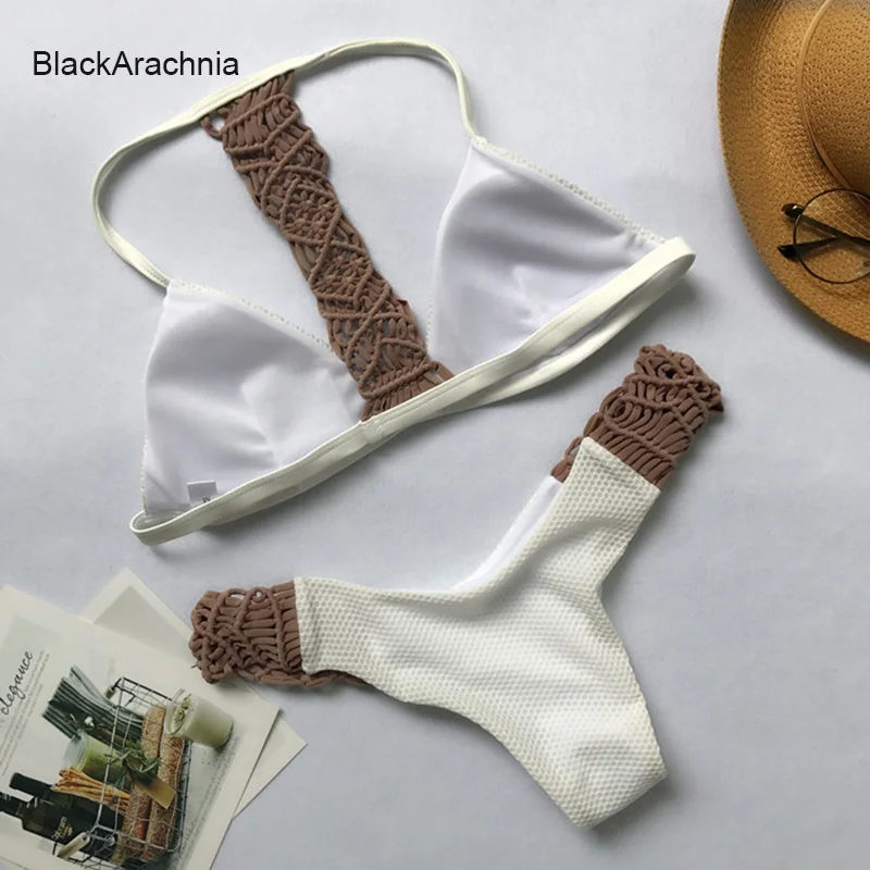 

Handmade Crochet Rope Bikini 2019 New Sexy Swimsuit Bikinis Brazilian Bikini Swimming Suit For Women Push Up Bathing Suit Summer