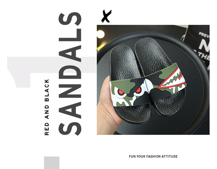 Fashion Shark Children Slippers for Boys Summer Sandals Kids Flip Flop Home Bath Shoes Baby Casual Non-slip Flat Beach Shoes