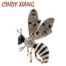 Женская брошь в виде осы CINDY XIANG, модное украшение в виде насекомого с эмалью и горным хрусталем для пальто, платья, отличное качество, доступно в 2 цветах
