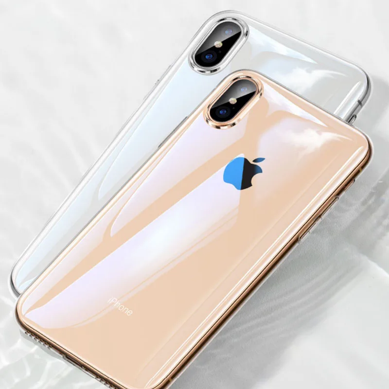 Luxury Glass Phone Case For iPhone 11 Pro XS MAX XR X Transparent Tempered Glass Soft Edge Cover For iPhone 7 8 6 6S Plus Cases