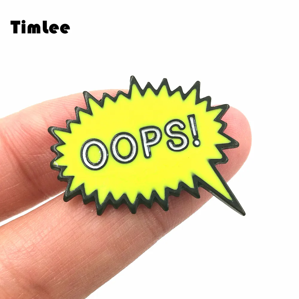 

Timlee X246 Cartoon lovely Letter OOPS Everyday Language Brooch Pins Gift Wholesale