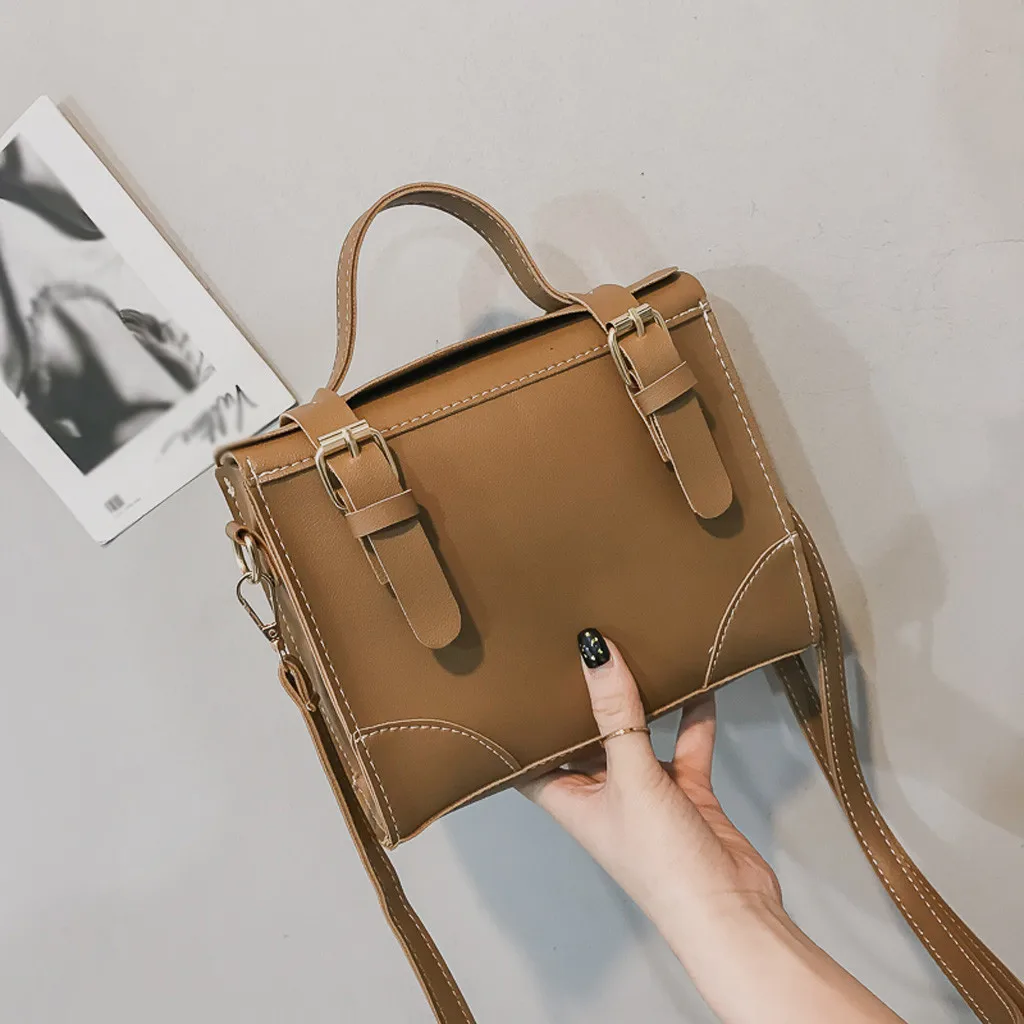

ISHOWTIENDA Fashion Ladies Leather Solid Color Personality Shoulder Handbag Messenger Bag bolsa feminina tiracolo mujer #y3