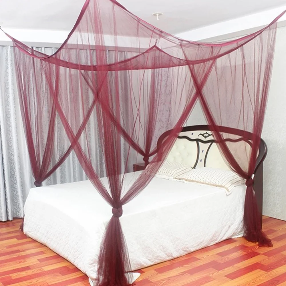 4 Corner Post Bed Canopy Mosquito Net Full Queen//King Size Netting Bedding