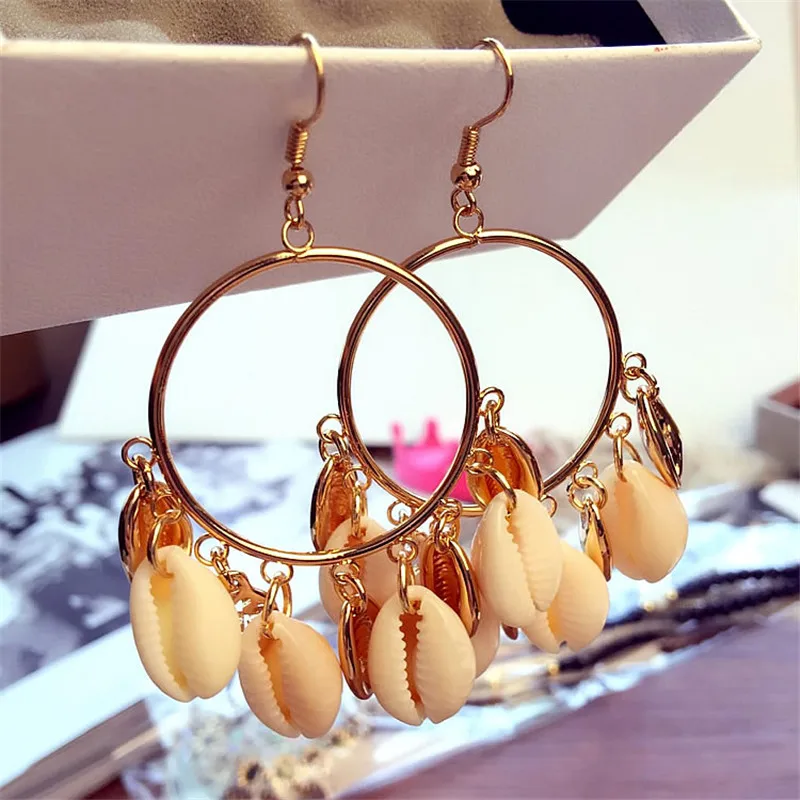 Fashion Shell Decoration Sweet Earrings Unique Round Handmade Women's Shell Earring Women Personalized Jewel ET96 (5)