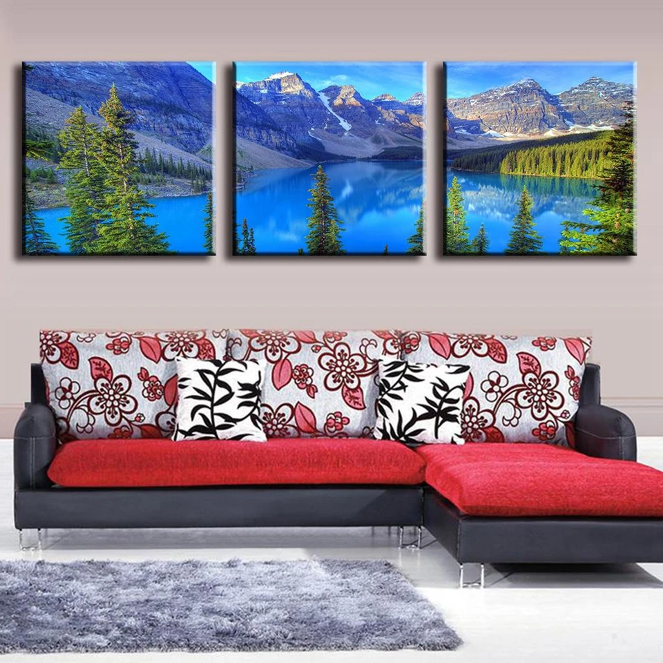 Canvas-Wall-Art-Pictures-Modern-Framework-Living-Room-Decor-3-Pieces-Alps-Mountains-Blue-Lakes-HD