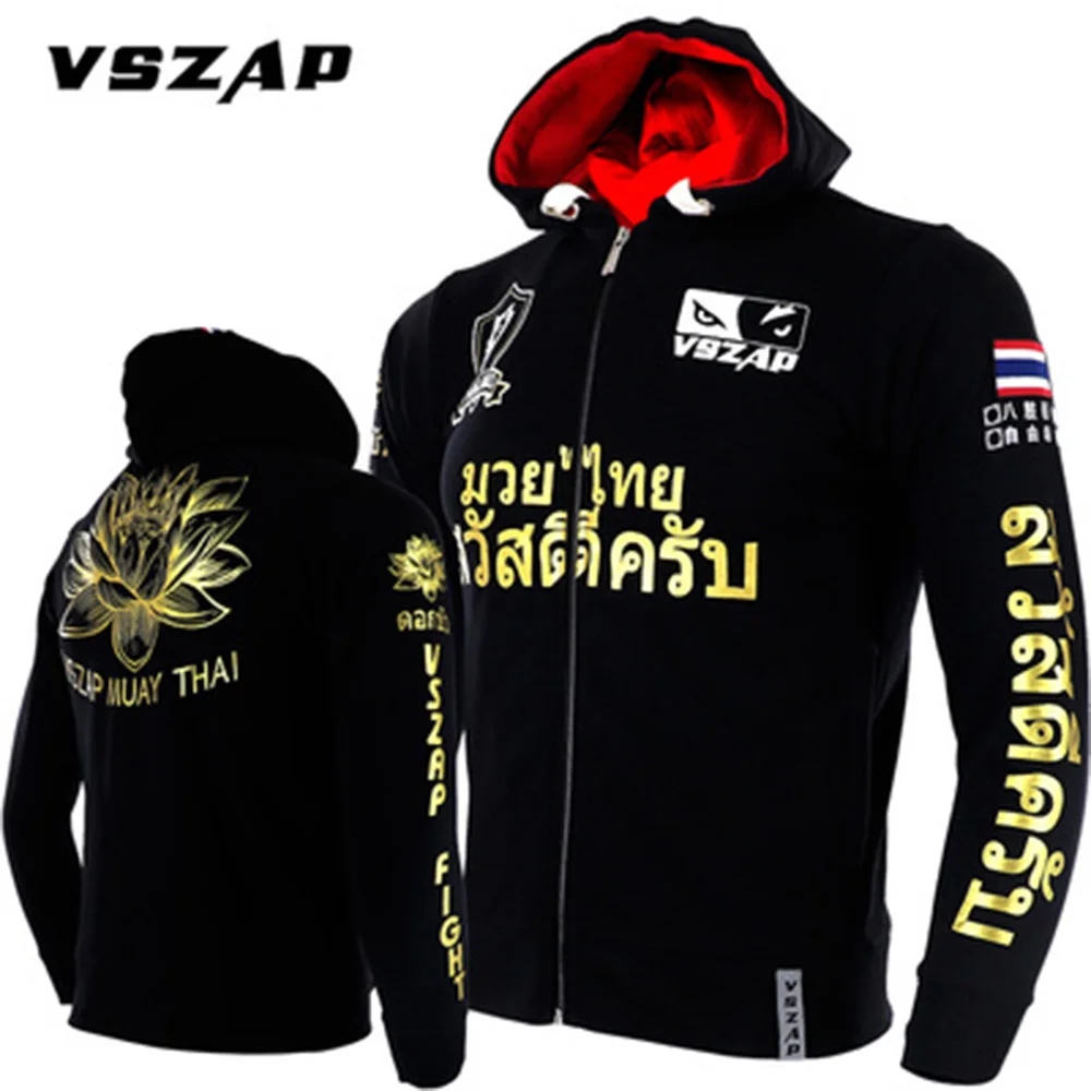 VSZAP MMA Long Sleeve Jacket Hoodies Wolf Head Boxer Keep Warm