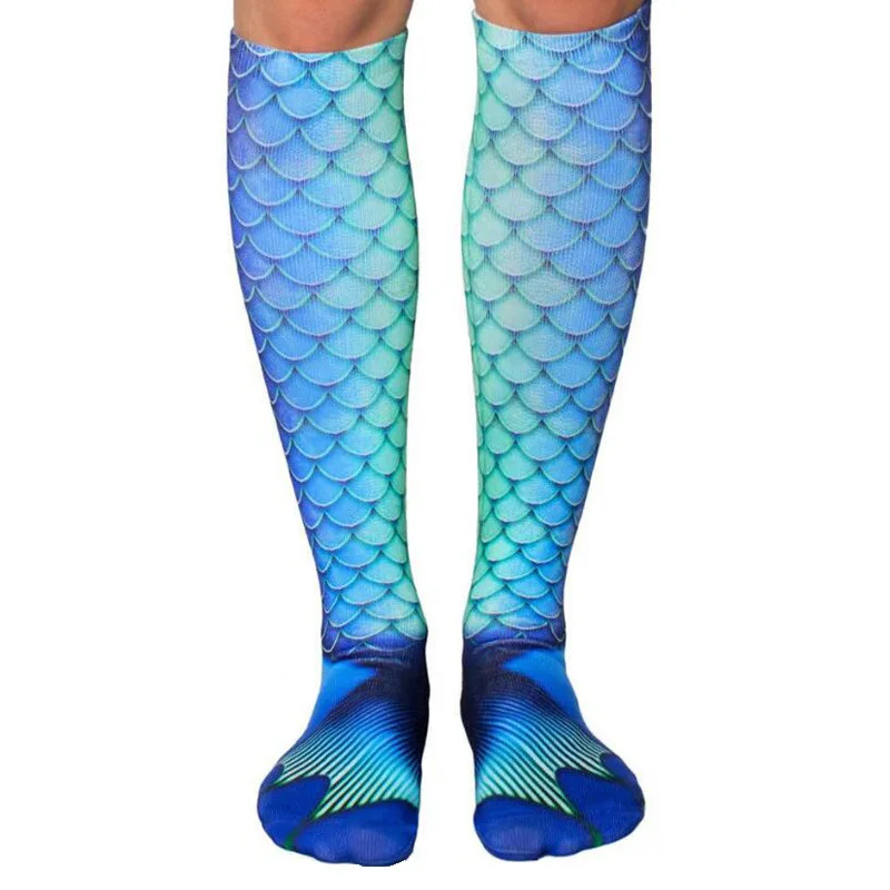 

Women Socks Colorful Gradation Fish Scale Pattern The Little Mermaid Socks for Holiday and Make-up Party Good Gift for Friends