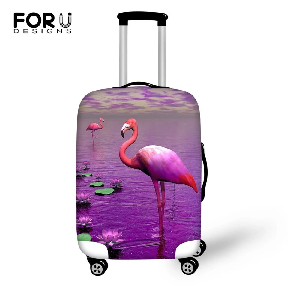 FORUDESIGNS Cartoon Luggage Cover Arts Painting Flamingos Pattern Travel Accessories Only Cover Fashion Design Suitcase Cover