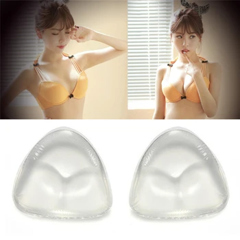 

1 pair Waterproof Reusable Silicone Bra Gel Pads Inserts Breast Enhancer Padded To Bra Push Up Breast Bikini Padding Removeable