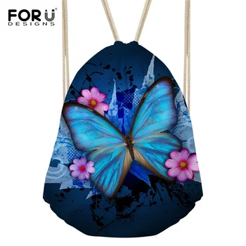 

FORUDESIGNS Butterfly Pattern Personality Fashion Drawstring Bag School Backpack Women Mini Cute Travel Bag Girl bag Gift