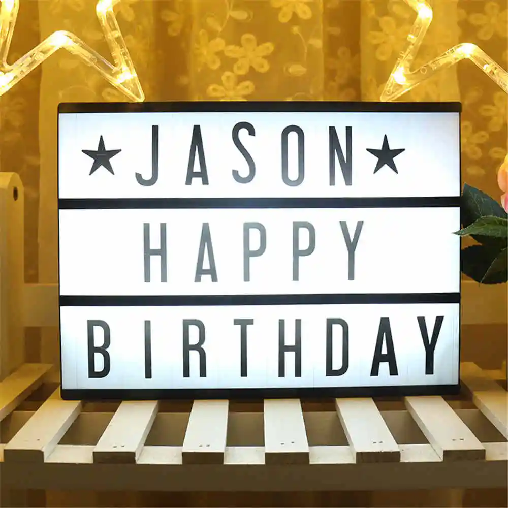 

3 Line A4 Cinematic Light box Led lightbox letters 85 use AA battery powered/usb Home decor DIY Led night light Combination Lamp