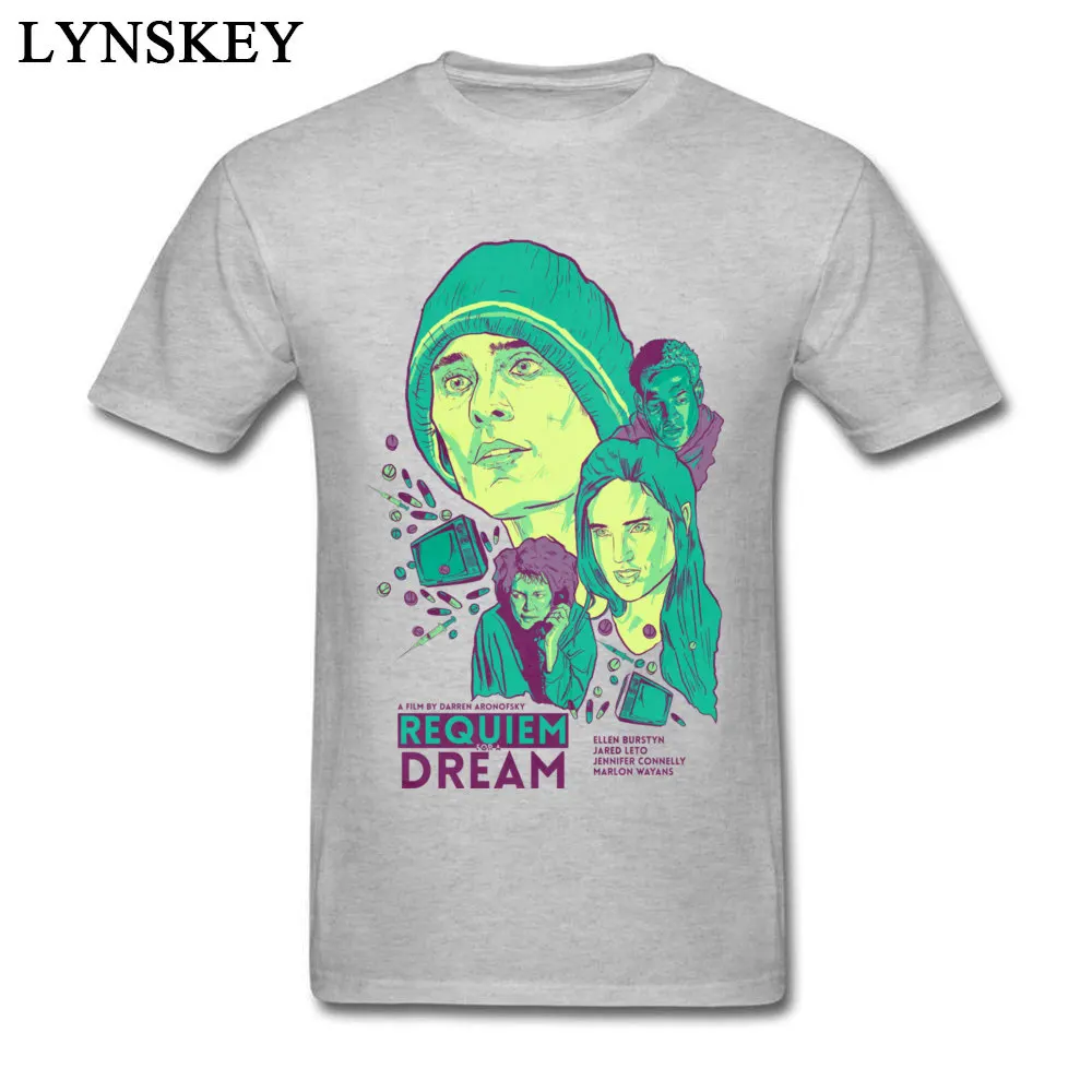 100% Cotton Tops T Shirt Requiem For A Dream for Men Design T-Shirt Casual New Design Round Collar Short Sleeve Tee Shirt Requiem For A Dream grey