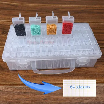 

64/128 Beads Container for Diamond Painting Tools Rhinestone Diamond Embroidery Stone Storage Accessory Mosaic Convenience Box