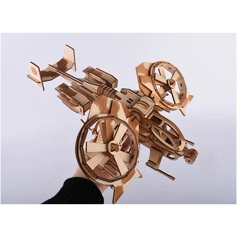 3D деревянные пазлы детские развивающие Обучающие игрушки Военная серия бой вертолет модель Набор DIY головоломки мальчики девочки игры подарок