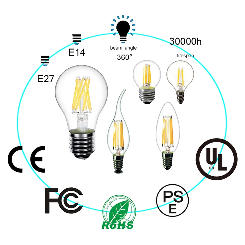 Лидер продаж,, E12/E17 120V нити светильник люстра в форме свечи светодиодный лампы C7 C9 C32 для Домашние светильник ing украшения