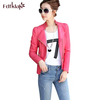 

Fdfklak S-3XL Plus size female jacket slim short leather coat women spring autumn pu leather jackets korean women's coats