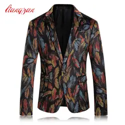 Для мужчин Бизнес Блейзер костюм цветочный костюм Высококачественная брендовая одежда Повседневное Блейзер Куртка Плюс Размеры
