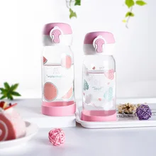 Творческий мультфильм простой стеклянный стакан Weter чашки небольшой свежий стеклянный тренд корейский портативный бутылка для воды с крышкой девушки студенческие подарки на день рождения