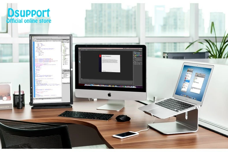 Dsupport AP-2 Алюминий 360 градусов вращающийся регулируемый угол подставки для ноутбука 15 градусов для дома/Office11-17 дюймов ноутбук