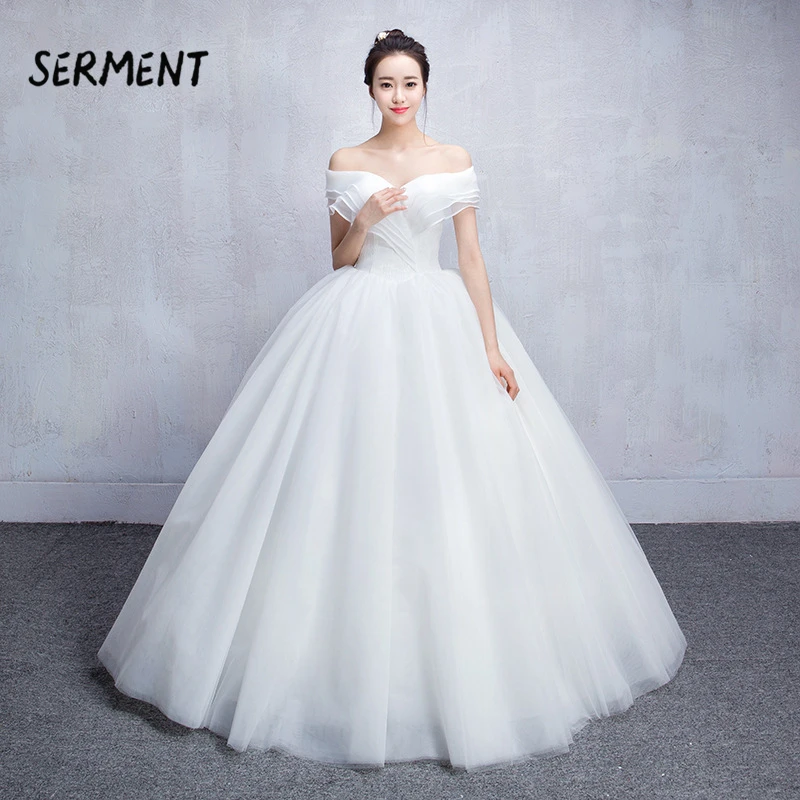

2019 Wedding Summer Word Shoulder New Sleeves Wedding Dress Was Thin Big Tail Wedding Custom Large Size