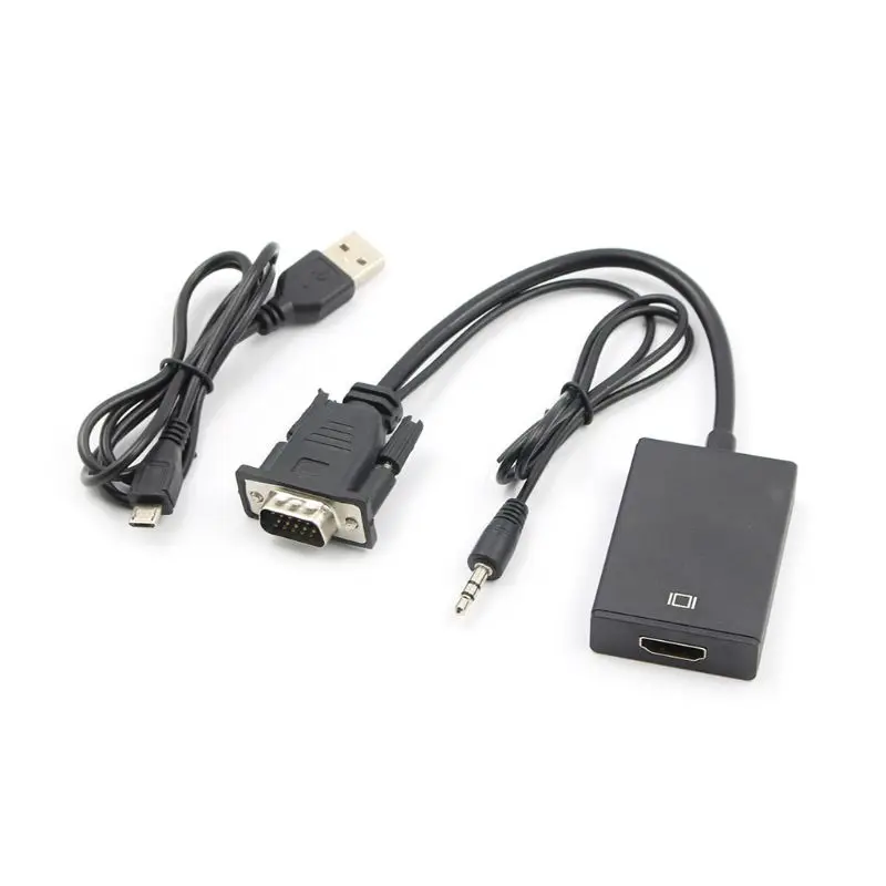 1 шт. новый VGA мужчина к HDMI Женский конвертер Кабель-адаптер с аудио выходом 1080P для ПК ноутбук к HDTV проектору r10