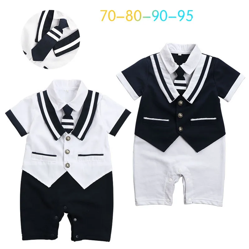 

New Style Baby Boys Romper Navy Blue One Piece Navy Romper Cotton Dress Baby Boys Clothing Infant Wear Retail