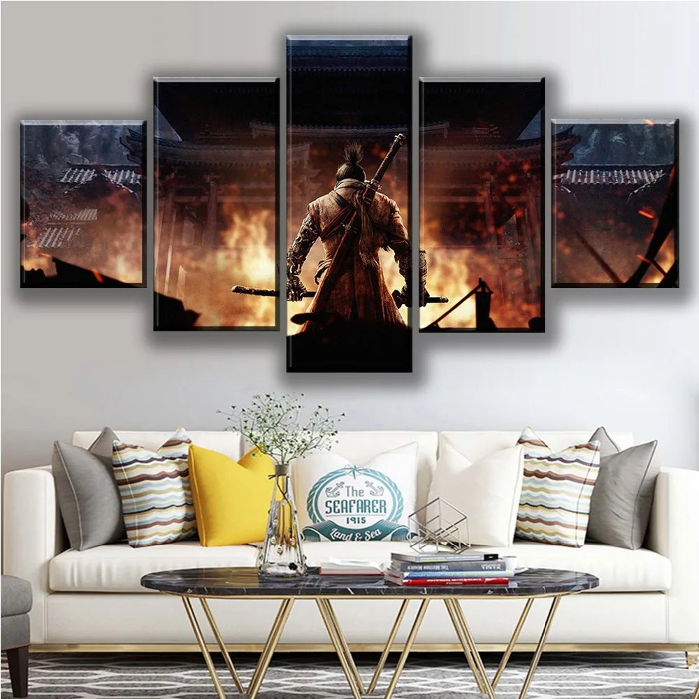 SEKIRO Shadow Die Two 5 шт. игровой плакат картины на холсте ниндзя настенные для украшения