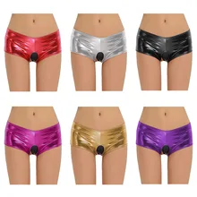Plus Size S-XXL Sexy Faux Leather Hot Shorts Open crotch Low Rise Waist Micro MINI Shorts With Night Culb Wear 2018 New