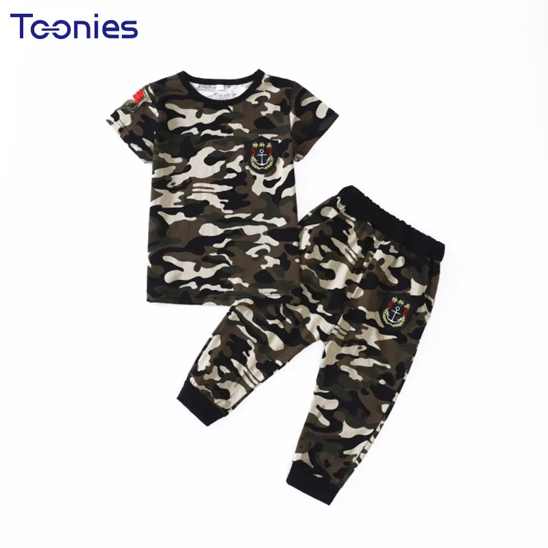 2018 Hot Sale Summer Baby Boy Camouflage 2pcs Sets T-shirt+ Pant Short Sleeved O-neck Suit Sportswear Kids Clothes |