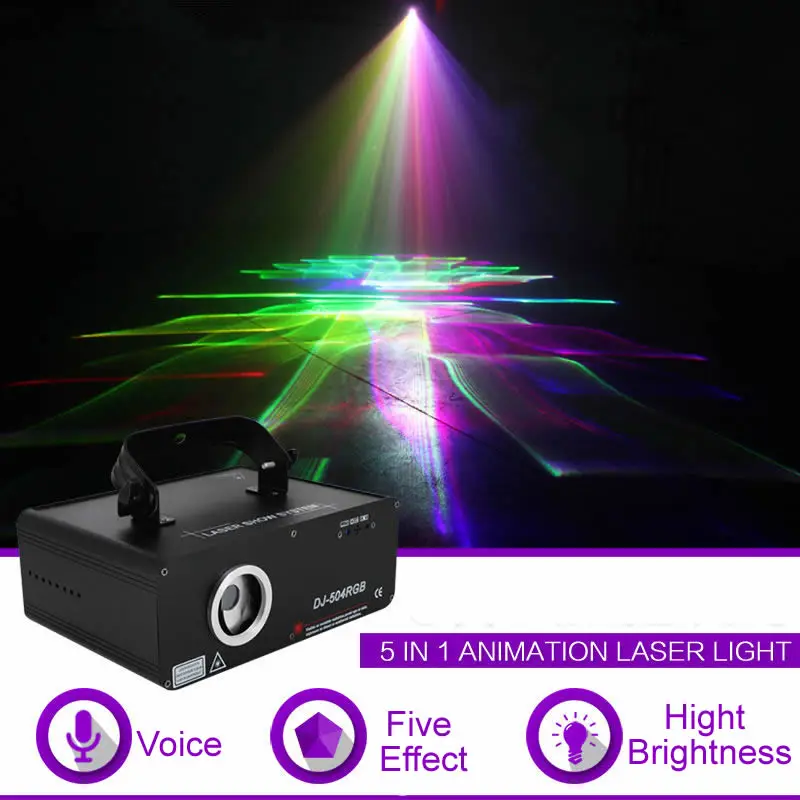 

Sharelife 450mw 5 IN 1 Gobo Beam Aurora Mixing Effect RGB DMX Laser Light Home Gig Party DJ Stage Lighting Sound Auto 504RGB
