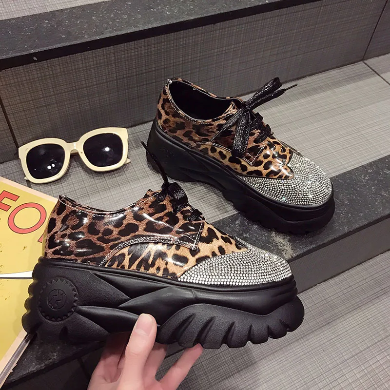 

2019 Spring New Leopard Women's Platform Chunky Sneakers Fashion Women Flat Thick Sole Shoes Woman Dad Footwear tenis feminino