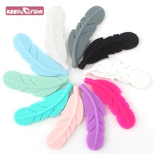 Mordedor de silicone de pena para bebês, 1/peças, sem bpa, colar mastigável, de grau alimentar, roupa de dentição para bebês contas presentes do chuveiro