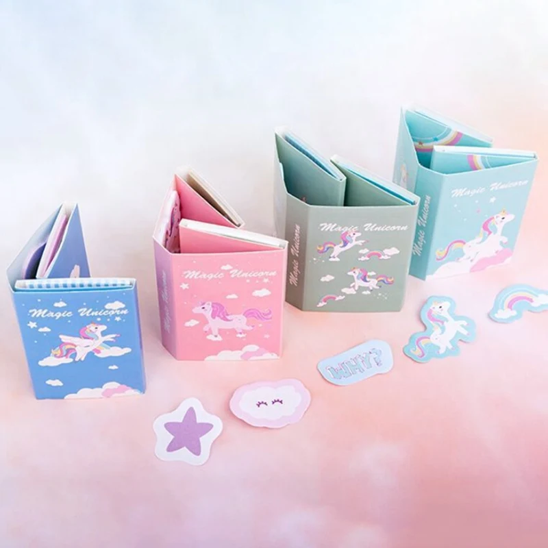 

Cute Cartoon Unicorn Memo Pad 6 Folding N Times Sticky Paper Notes Memo Notepad Bookmark Writing Pads Gift Random Color