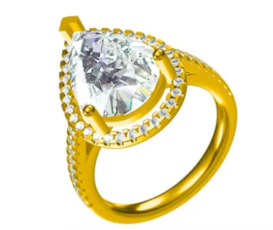 

HELON Sterling Silver 925 10x7mm pear Cut Semi Mount Pave CZ stone Women Fine Jewelry Wedding Engagement Ring