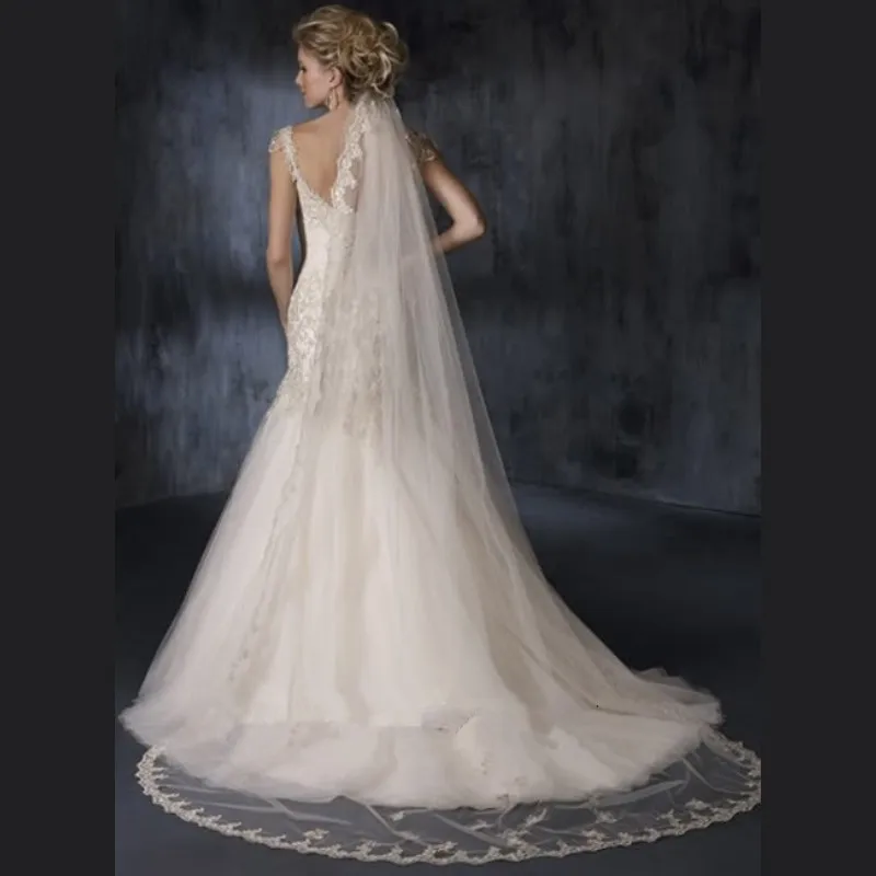 300 CM Ivory Tulle Cathedral Wedding Veils One Tier White