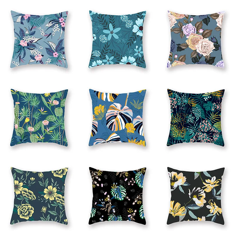 Tropical Leaf Print Cushion Case Throw Pillow Cover Canapé Lit Voiture DECOR 45x45cm