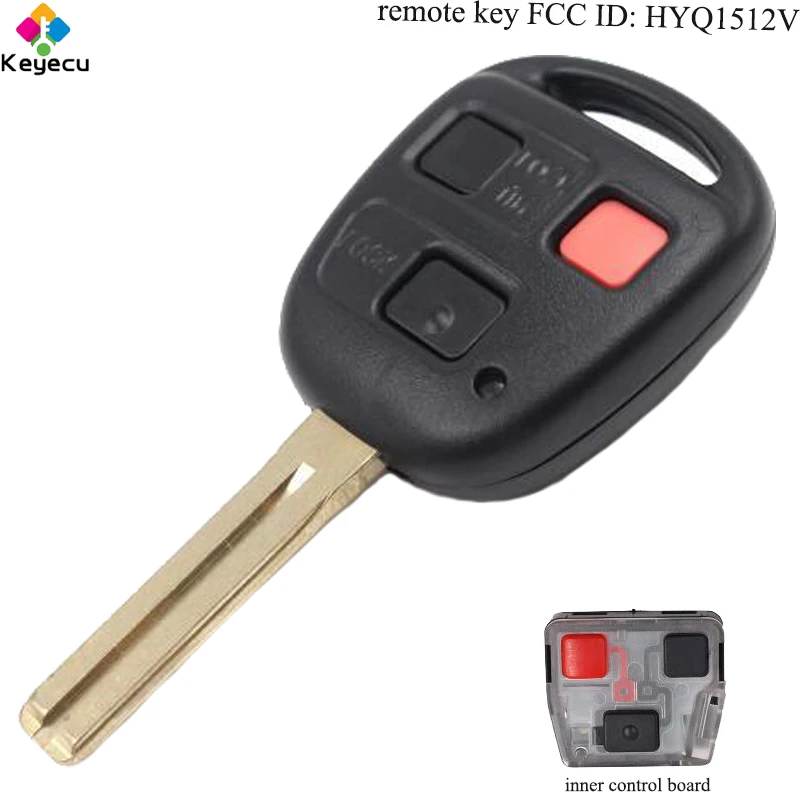 

KEYECU Replacement Remote Control Car Key - 2 1/ 3 Buttons & 314.4MHz & 4C Chip - FOB for Lexus LX470 1998-2002 FCC ID: HYQ1512V