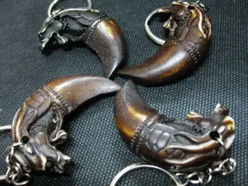 

FREE SHIPPING 12 pcs key ring men's tibetan yak bone Brown Sexy Cool Men's Lucky Dragon Totem yak bone Gothic amulet key-chain