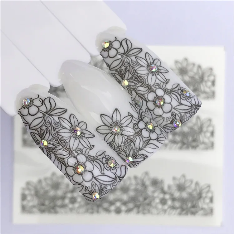

2018 the New Watermark Fingernail Sticker Sexy Black Lace Lace Nail Applique Decorations. Nail Sticker YZW-8663