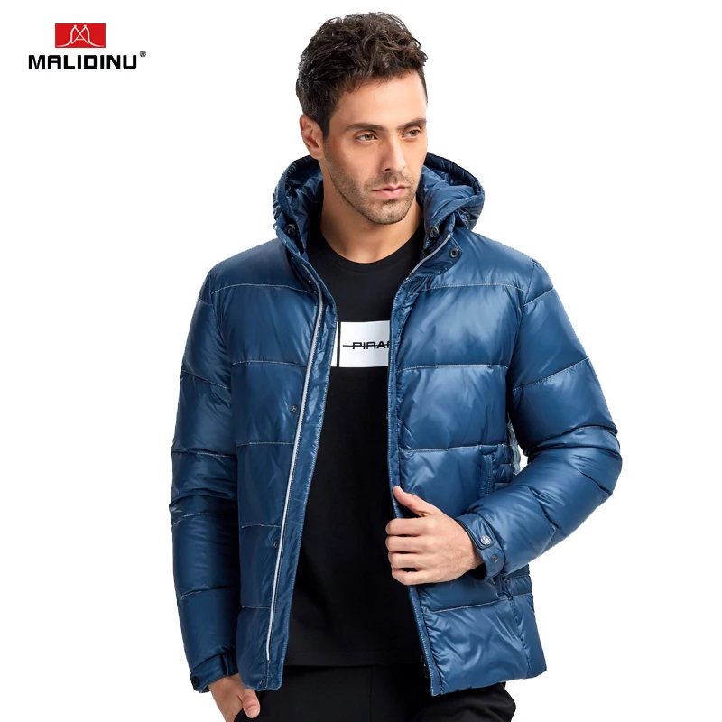 

MALIDINU 2017 Men Fashion Down Jacket Winter Down Coat Parka 70%White Duck Down European Size Detachable Hood Free Shipping