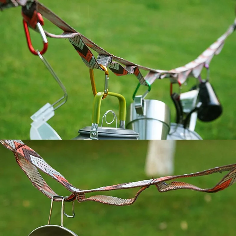 

Outdoor Camping Lanyard With Hooks Adjustable Tent Hanging Rope Cord Clothesline Organizer Garden Home Use Storage Accessories S