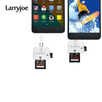 

Larryjoe 2 in 1 Micro USB V8 OTG Smart Card Reader Adapter for SD TF Card for S2 S3 S4 Android Phones
