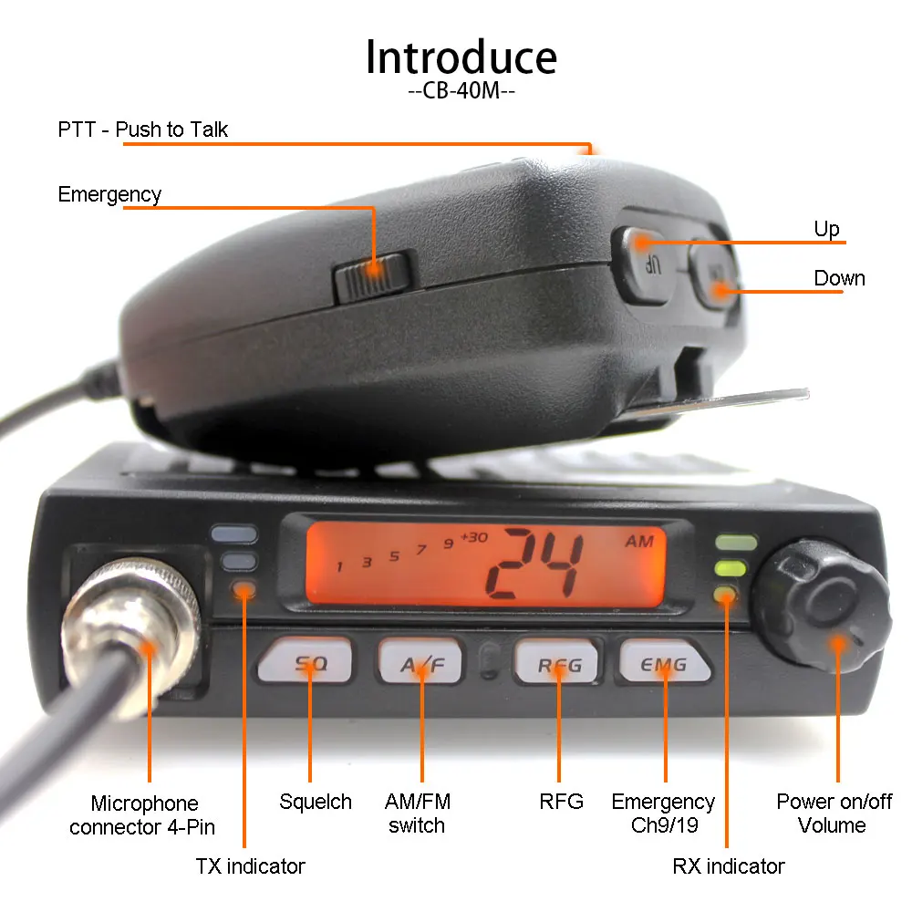 Ultra Mini CB-40M 25.615-30.105MH 8W Citizen band CB Radio Mobile Transceiver Compact AM/FM Car radio same with AC-001 AR-925