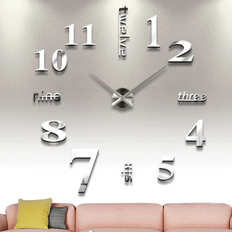 

DIY new 3D digital watch wall clocks Quartz large mirrored wall clock living room Modern Unique Numbers Design home decor
