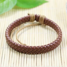 SF149- Free Shipping Wholesale Bangle Genuine Leather Bracelet With Braided Rope Fashion Jewelry Unisex for Men&Women