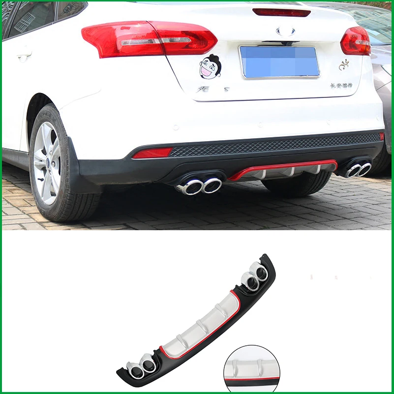 

For Ford Focus Sedan 2014 2015 2016 REAR BUMPER LIP SPOILER DIFFUSER 2/4 OUTLET PIPE EXHAUST PROTECTOR BODY KIT COVER TRIM