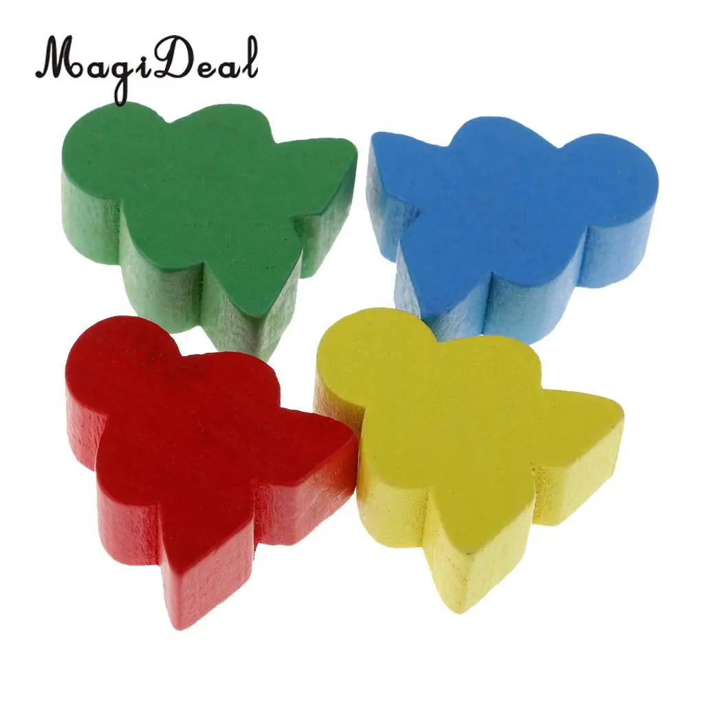 MagiDeal Novelty 50Pcs Assorted Color Human Shape Wooden Chess for Kids Board Game Educational Toys Gifts 24 x 19 x 9 mm Multi